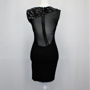 Alice + Olivia Black See Trough Back Sequin Dress